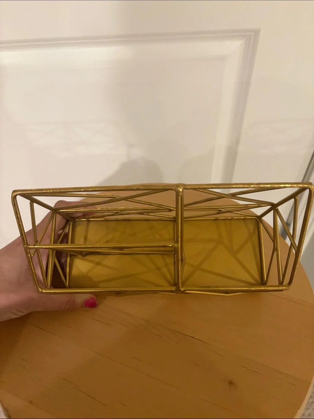 Gold Metal Desktop Organizer - Geometric Home Storage